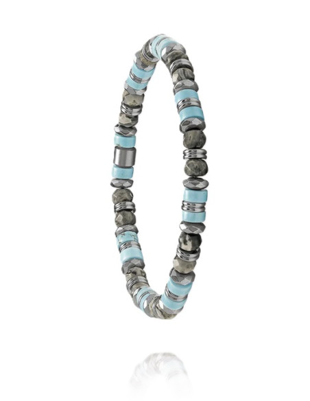 Bracelet Azor De Jourdan En Jaspe, Turquoise Et Hématite