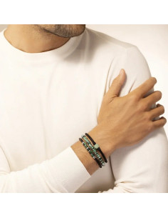 Bracelet Daryl Acier Et Caoutchouc Et Oeil De Tigre Vert De Jourdan 2