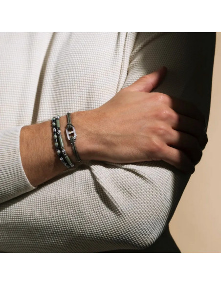 Bracelet Ebene De Jourdan En Agate Noire, Turquoise Et Hématite