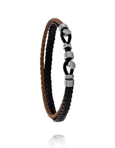 Bracelet Argon De Jourdan En Acier Et Cuir