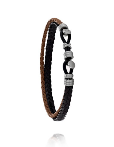 Bracelet Argon De Jourdan En Acier Et Cuir