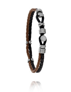 Bracelet Argon De Jourdan En Cuir Marronn