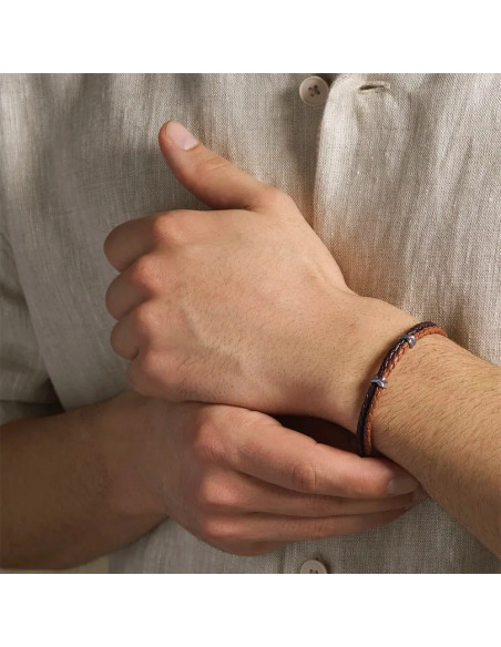 Bracelet Argon De Jourdan En Cuir Marronn
