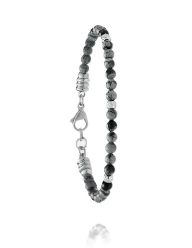 Bracelet Halo De Jourdan En Obsidienne Neigeuse Et Acier