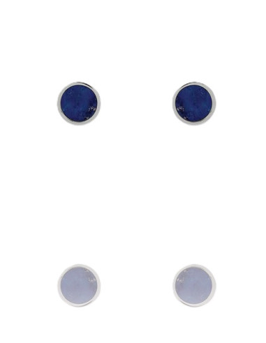 Puces Eas De Jourdan En Acier Et Lapis Lazuli