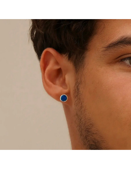Puces Eas De Jourdan En Acier Et Lapis Lazuli