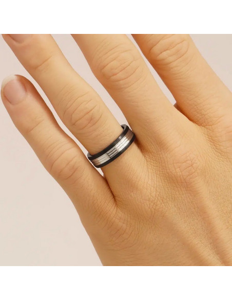 Bague Géri De Jourdan En Acier Bicolore