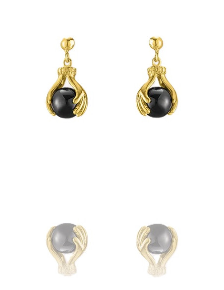 Boucles D'oreilles Helice De Jourdan En Plaqué Or Et Hématite