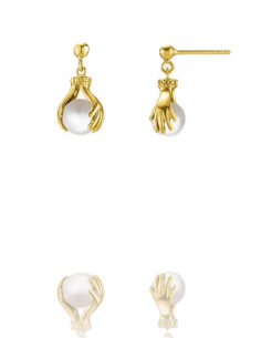 Boucles D'oreilles Helice De Jourdan En Plaqué Or Et Perle Blanche