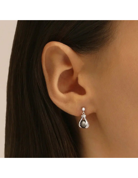 Boucles D'oreilles Helice De Chez Jourdan En Argent & Hématite
