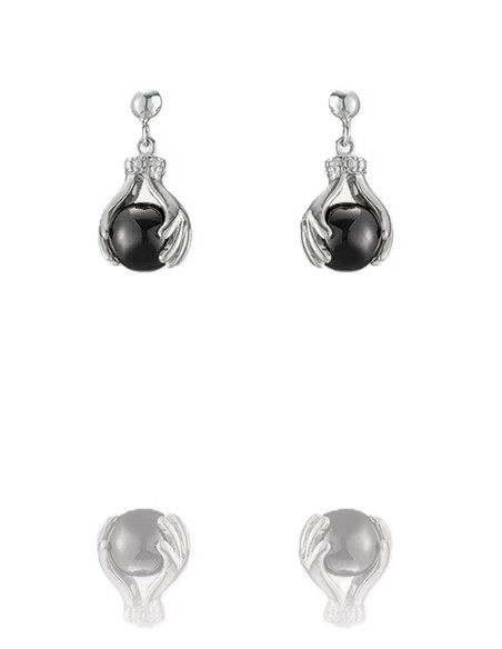 Boucles D'oreilles Helice De Chez Jourdan En Argent & Hématite