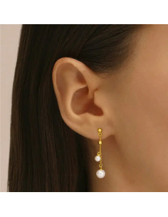 Boucles D'oreilles Aurélia De Jourdan En Plaqué Or Et Perles Blanches 2
