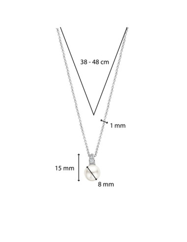 Collier Ti Sento En Argent Et Son Pendentif Perle Et Zirconium