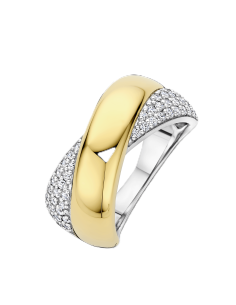 Bague Large Crossover Ti Sento En Argent Et Plaqué Or Et Zirconium
