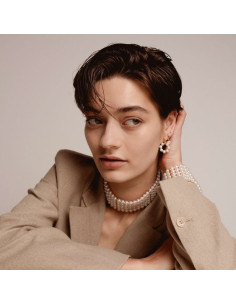 Boucles d'Oreilles Créoles Ti Sento Bicolore Et Perle 2