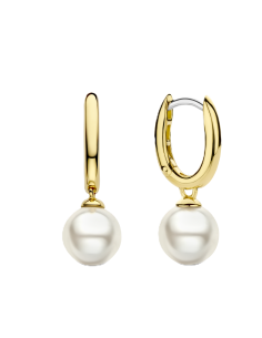 Boucles d'Oreilles Créoles Ti Sento Bicolore Et Perle