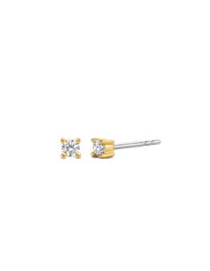 Boucles d'Oreilles Puces Bicolore Ti Sento En Argent