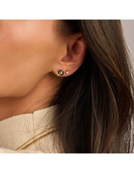 Boucles d'Oreilles Puces Bicolore Ti Sento En Argent