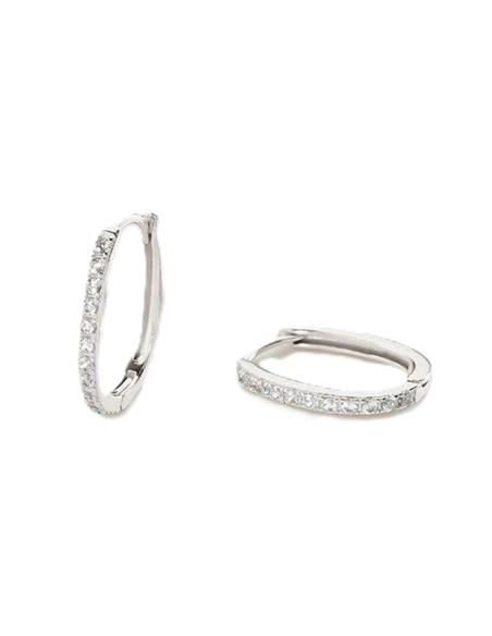 Créoles Ovales Rondou De Agatha En Argent Et Zirconium
