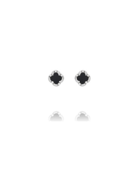 Boucles D'oreilles Trèfle CHARLES GARNIER En Argent Et Agate Noire AGF170205E