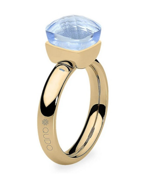 Bague Firenze De Qudo En Acier Jaune Et Son Cristal HELLBLAU