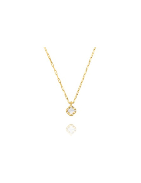 Collier En Argent Doré CHARLES GARNIER Trèfle Et Nacre