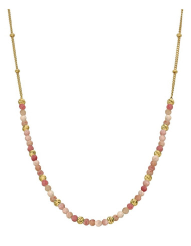 Collier Argent Doré Et Quartz Rose Fraise ORUS
