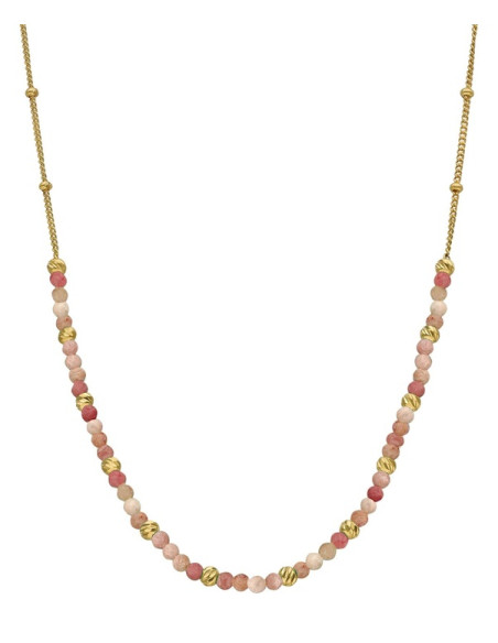 Collier Argent Doré Et Quartz Rose Fraise ORUS