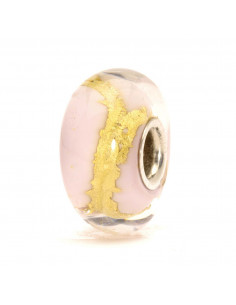 Perle Trollbeads verre rosé et or